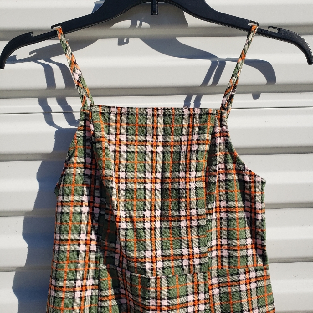 Urban Outfitters Monica Square neck green plaid strappy mini dress - Picture 5 of 9
